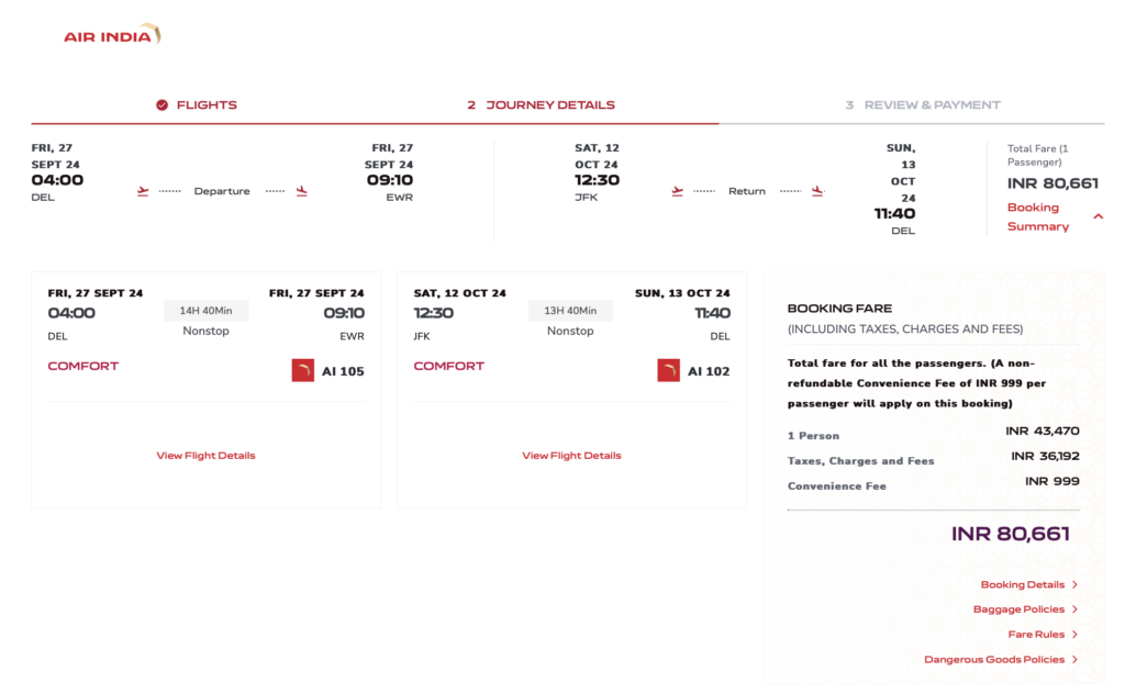 a screenshot of a flight ticket